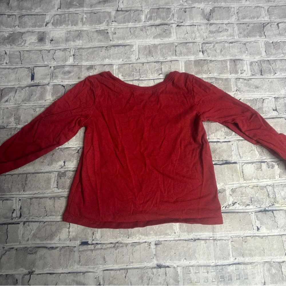 EUC The Children's Place Festive Red Long Sleeve Tee Size 18-24 Months